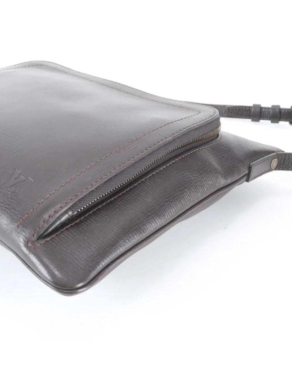 Louis Vuitton Utah Sac Plat Leather Shoulder Bag Messenger Brown